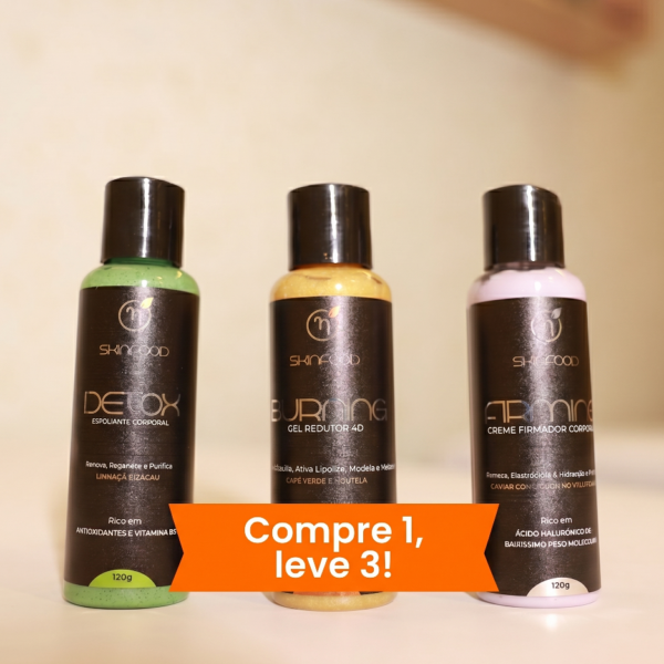 3 Kits: 3 esfoliantes detox, 3 cremes firmador e 3 géis redutor celulite (Oferta Especial)